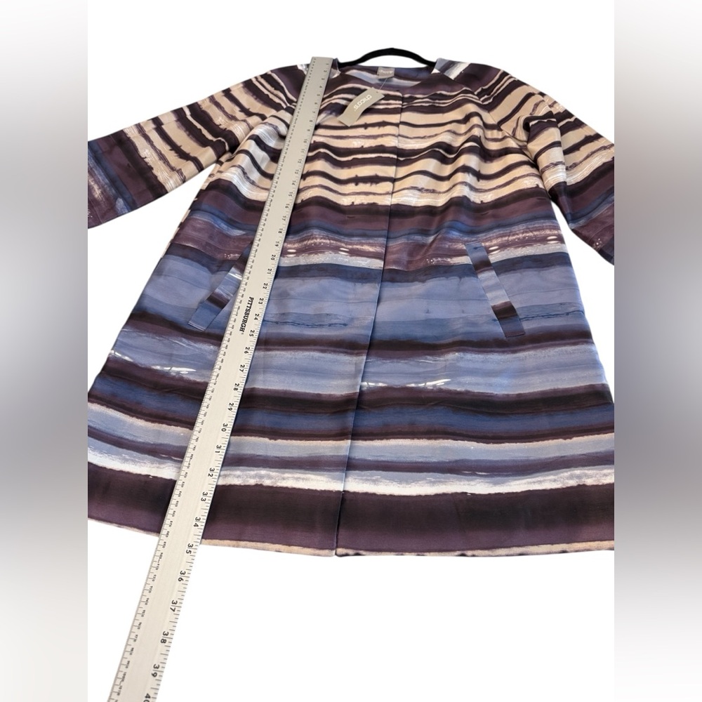 Chico's Shantung Topper Jacket Blue Multi Size 1 Medium NWT - Picture 5 of 14